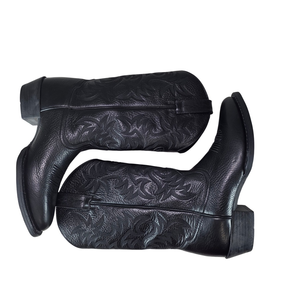 Ariat Western Boot Black Leather R-Toe Heritage Stitch 7.5 D Cowboy, Work, Rodeo